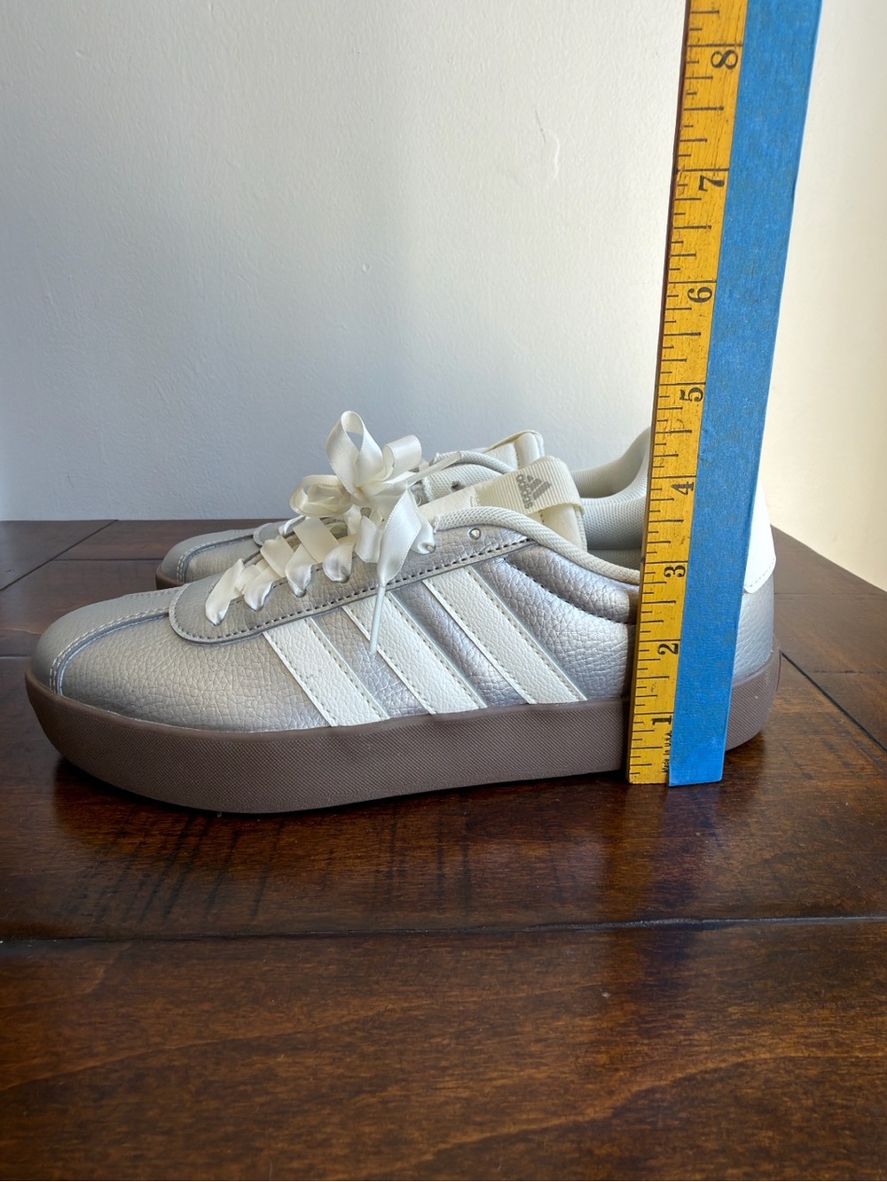 adidas VL Court 3.0 Silver White Metallic JQ7315 Women's Size 8 NWOB - Picture 7 of 12